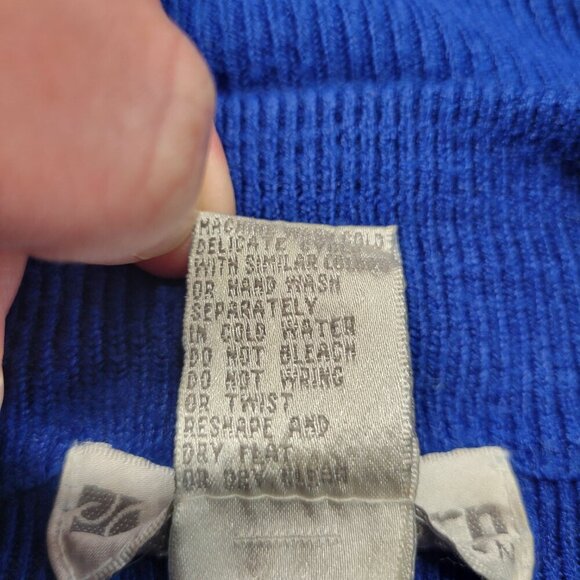 Dressbarn 22/24 Deep Blue Medium Weight Longsleeve Checked Turtleneck Sweater - Picture 9 of 9